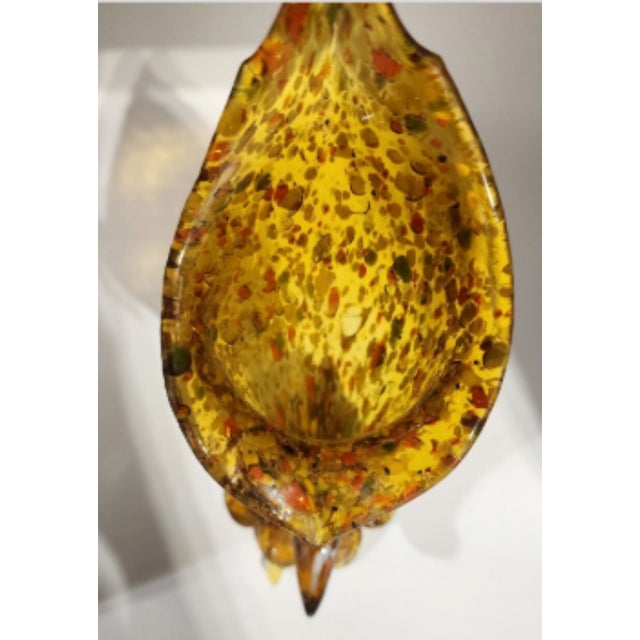 Vintage Murano Amber Glass 'End of Day' Turkey Cornucopia Vase For Sale - Image 12 of 13