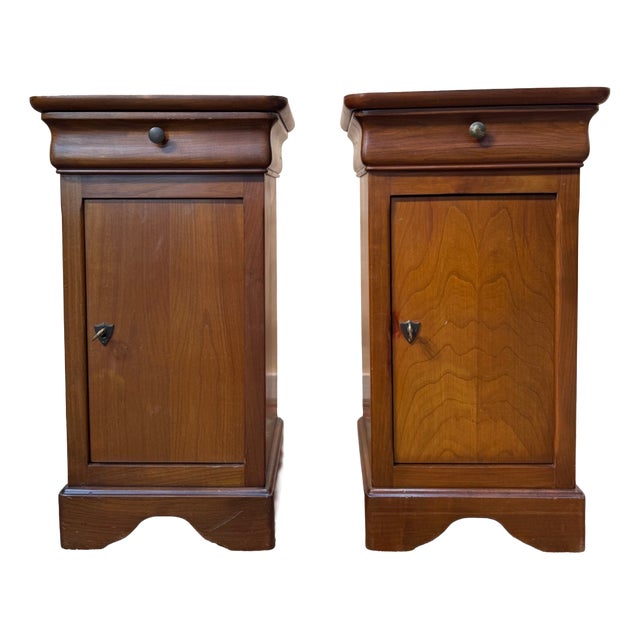 Louis Philippe Style Bedside Tables in Wood, Set of 2 For Sale