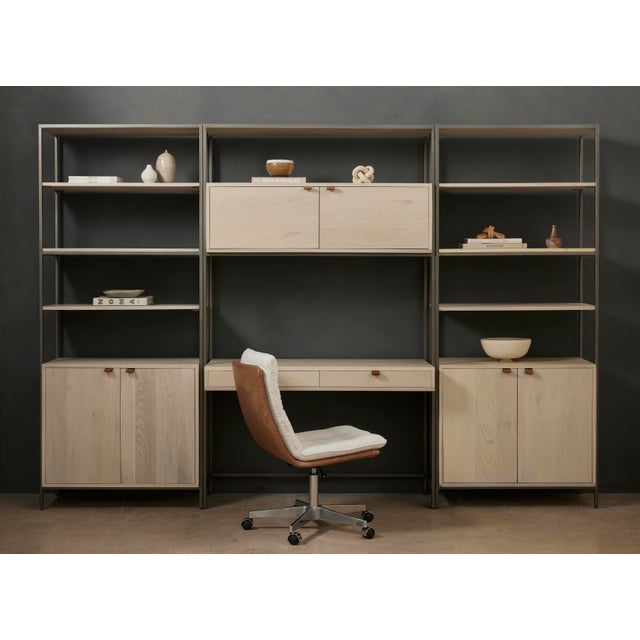 Not Yet Made - Made To Order Four Hands Trey Modular Wall, 2 Piece Bookcase, Desk, Dove For Sale - Image 5 of 12