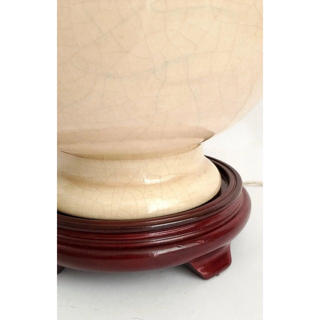 Light Pink Lamp Crackled Porcelain Restored For Sale - Image 8 of 11