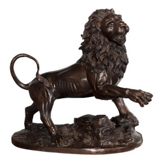 Late 20th Century A Large Erik Kramer Original Italian Renaissance Revival Bronze Lion Sculpture, Grand Tour, Signed For Sale