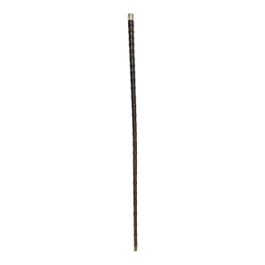 Antique Asian Sterling Silver Hand Carved Bamboo Style Wood Walking Stick Cane
