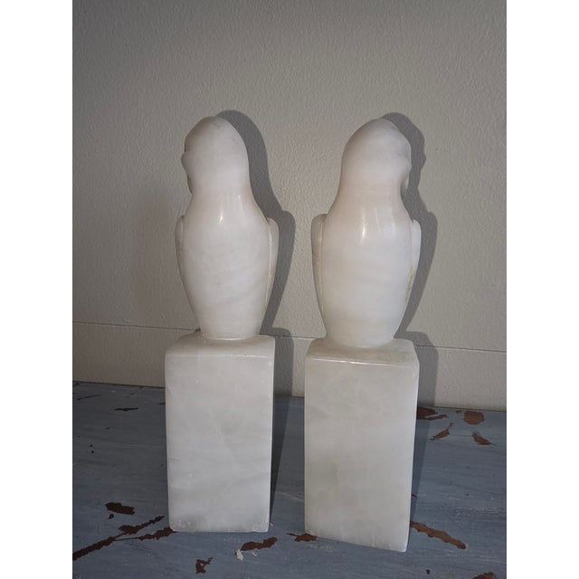 Vintage Alabaster Parrot Bookends For Sale - Image 4 of 15