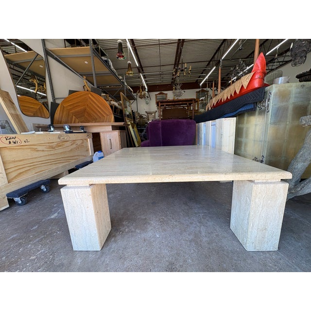 1970s Italian Modern Travertine Cocktail Table For Sale - Image 9 of 14