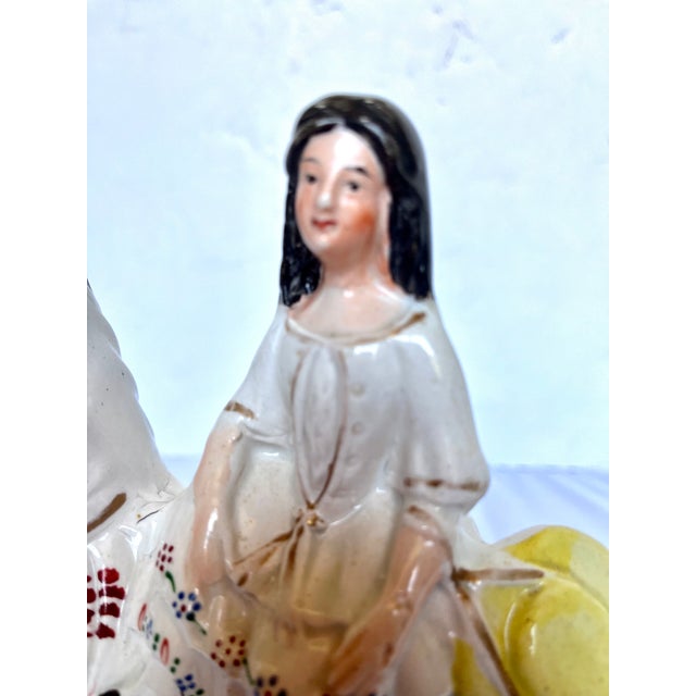 White 19th Century Antique English Staffordshire Girl Riding Spaniel Dog Figurine For Sale - Image 8 of 18