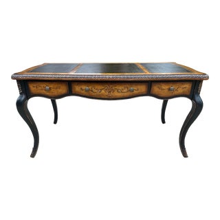 Hooker North Hampton Collection Ebonized Maple Leather Top Writing Desk For Sale
