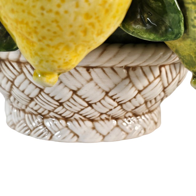 Italian Style Majolica Lemons & Limes Topiary Basket Tromp L