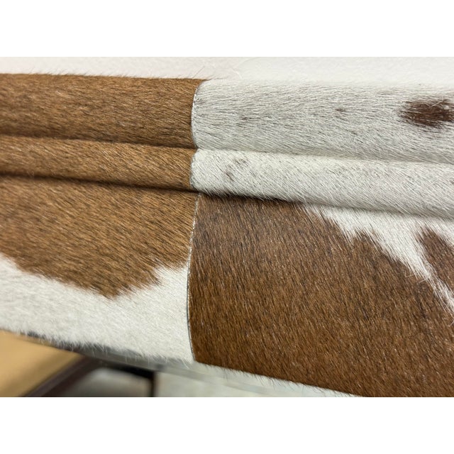 Animal Skin Made Goods Charles Brown + White Hide Framed Mirror For Sale - Image 7 of 12