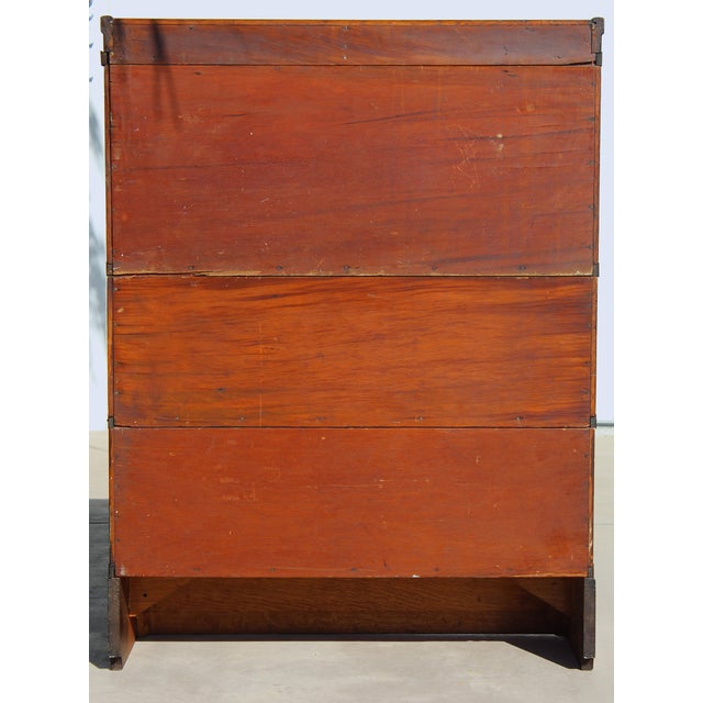 Antique Globe-Wernicke 3-Tier Tiger Oak Barrister Bookcase – Grade 299 For Sale - Image 17 of 17