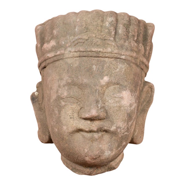 Mid 19th Century Chinese Qing Dynasty Period Carved Head Sculpture of an Official For Sale