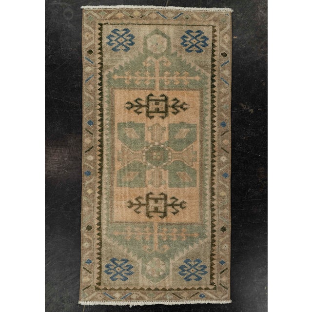 Brown Turkish Mini Rug Oriental Hand Knotted Vintage Rug 1'8" x 3'3" #21102 For Sale - Image 8 of 8