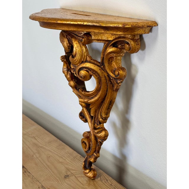 Vintage Carved Gilt Wood Florentine Wall Shelf For Sale In Kansas City - Image 6 of 8