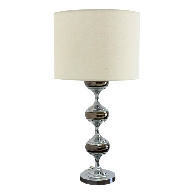 Space Age Table Lamp with Sculptural Chrome Base, 1970s For Sale