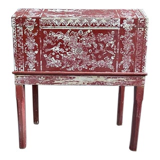 Early 19th Century Anglo Indian Camphor Wood Trunk on Stand With Mongoose Motif For Sale