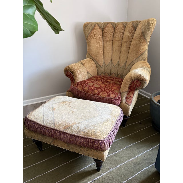 Jeff Zimmerman Late 20th Century Over Sized Channel Back Chair and Ottoman For Sale - Image 4 of 12