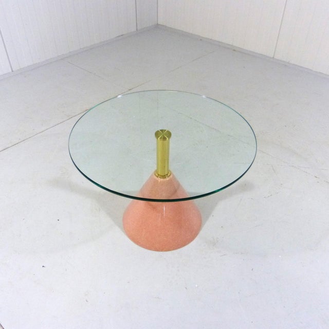 Pink Natural Stone & Glass Side Table, Italy, 1980s For Sale - Image 6 of 17