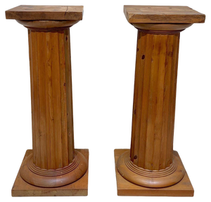 Large French Neoclassical Columns in Pine Wood, 1910, Set of 2