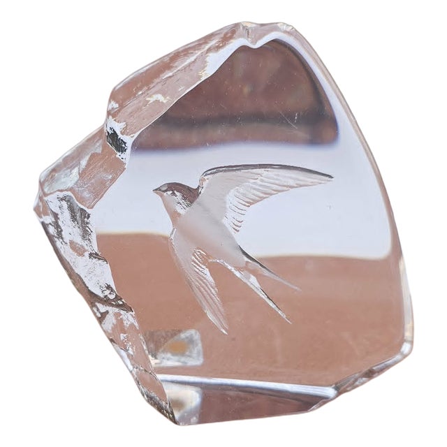 Glass Swallow Paperweight by Mats Jonasson, Sweden, 1980s For Sale
