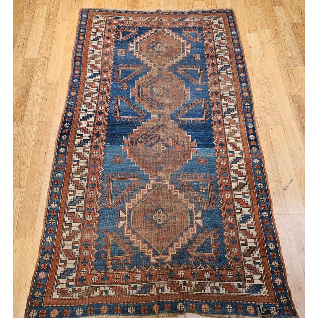 19th Century Caucasian Kazak Rug, Hand-knotted Wool, Geometric Design, Royal Blue. 5' x 8' For Sale - Image 10 of 16
