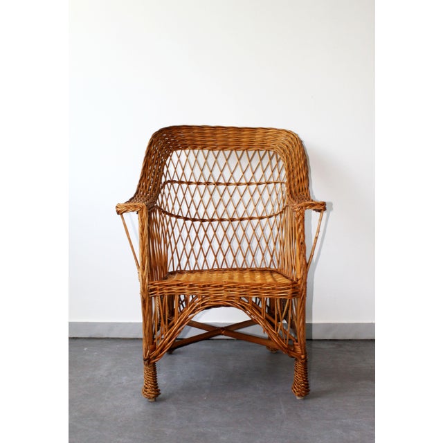 Vintage Armchair in Woven Rattan For Sale - Image 3 of 10