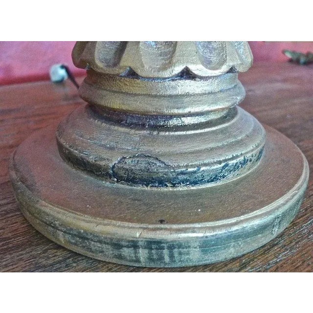 French 19th Century Hand Carved Hand Painted Gold Leaf Wood Candlestick Lamp For Sale - Image 4 of 11