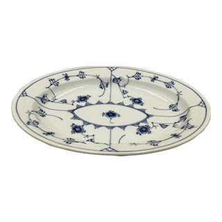Vintage Mid-Century Modern Royal Copenhagen Blue Fluted Plain Oval Serving Platter For Sale