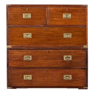 English Mahogany Campaign Chest, 19th Century For Sale