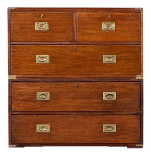 English Mahogany Campaign Chest, 19th Century