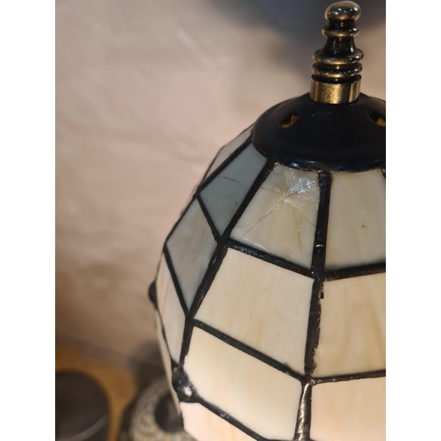 Gilded Spelter Bedside Lamps with Pâte de Verre Shades, 1960, Set of 2 For Sale - Image 4 of 10