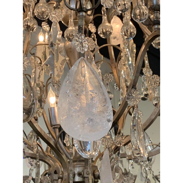 Late 19th Century 19th Century French Rock Crystal 12-Light Chandelier For Sale - Image 5 of 8