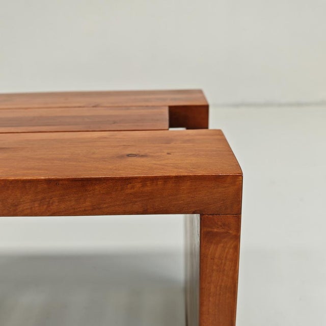 Vintage Walnut Coffee Table and Stool, 1970s For Sale - Image 15 of 18