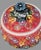 Boho Chic Vintage Turkish Hand Painted Colorful Floral Enamel Porcelain Covered Jar Sugar Candy Trinket For Sale - Image 3 of 5