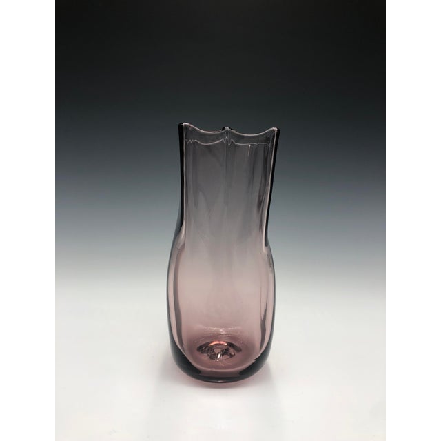 Blenko Vintage Blenko Pale Purple Hand-Blown Paper Bag Art Glass For Sale - Image 4 of 7