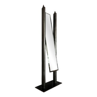 Full-Length Steel Mirror, Italy, 1980s For Sale