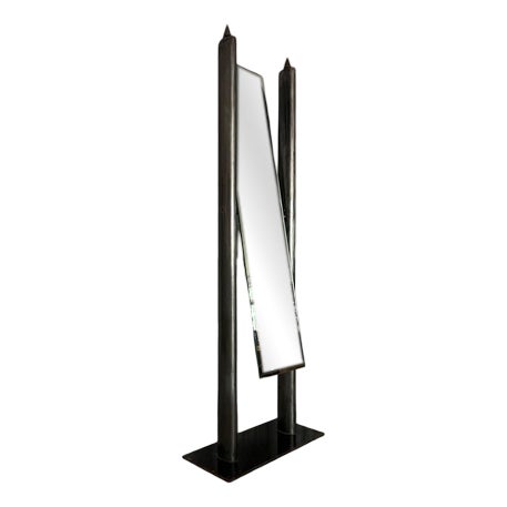 Full-Length Steel Mirror, Italy, 1980s For Sale