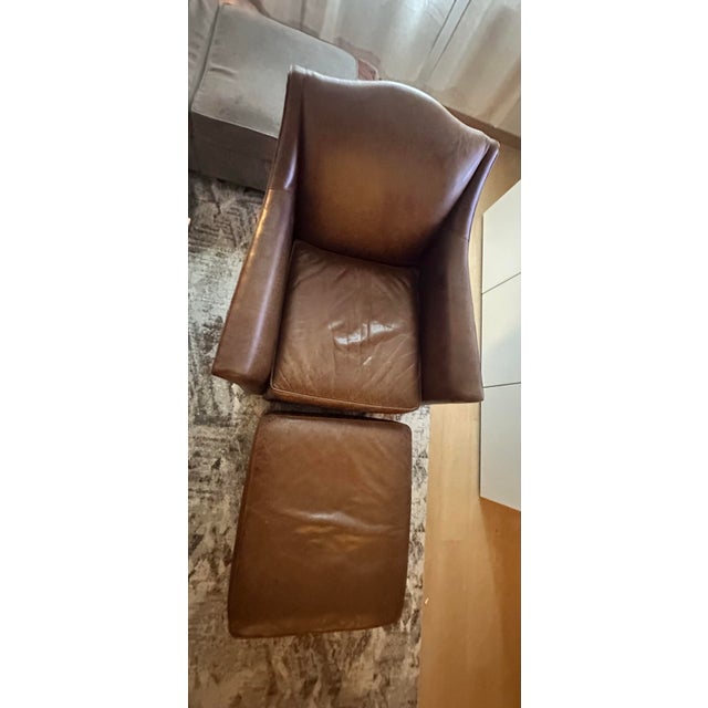 Mitchell Gold + Bob Williams Leather Chair and Ottoman Set For Sale - Image 9 of 10