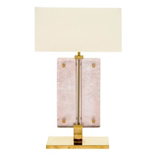 Single Venetian Glass, Pink and Gold Slab Lamp, Murano For Sale