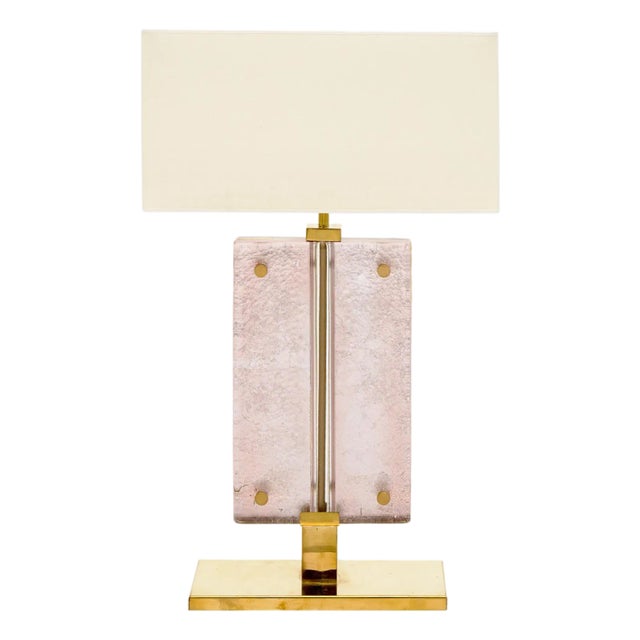 Single Venetian Glass, Pink and Gold Slab Lamp, Murano For Sale