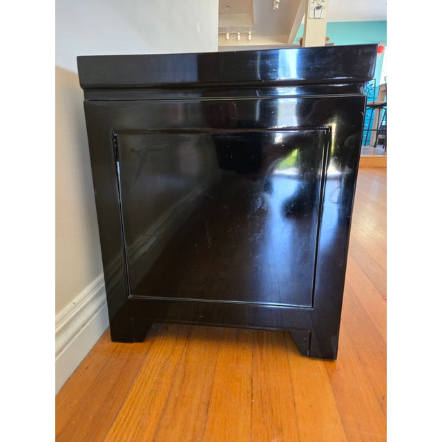 Black Vintage Korean Low Scholars Cabinet With Mother-of-Pearl Inlay For Sale - Image 8 of 9