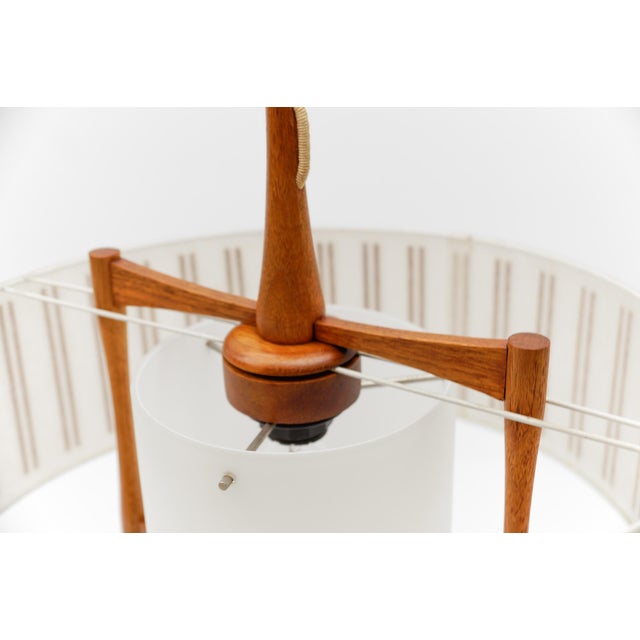 Wood Japanese Adjustable Ceiling Lamp in Teak by Temde Swiss, 1960s For Sale - Image 7 of 10