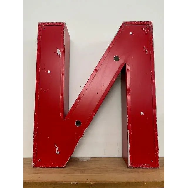 Vintage metal marquee letter "N" In found condition