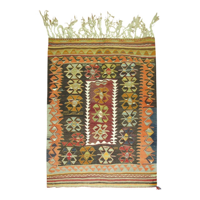 Vintage Turkish Kilim - 4'10" x 10'5" For Sale