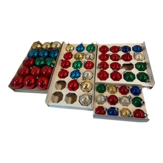 57 Multi Colored Glass Holiday Ball Ornaments For Sale