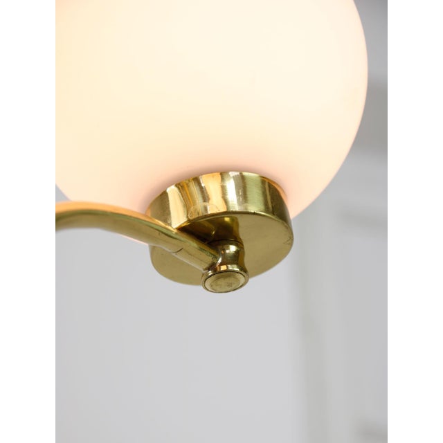 Mid-Century Italian Brass and Opaline Chandelier For Sale - Image 5 of 16