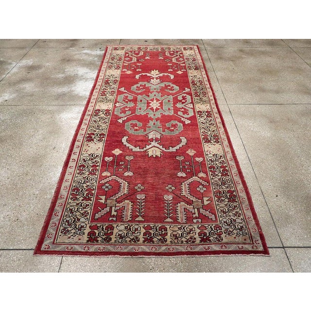 Galerie Shabab Collection Mid-20th Century Turkish Anatolian Wide Gallery Runner For Sale - Image 4 of 10