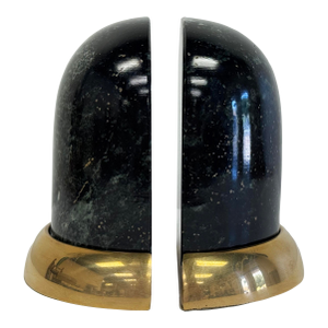 Vintage Polished Domed Marble Bookend Pair