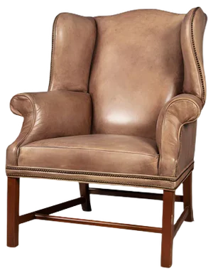 20th Century English Sheepskin Leather Wingback Armchair