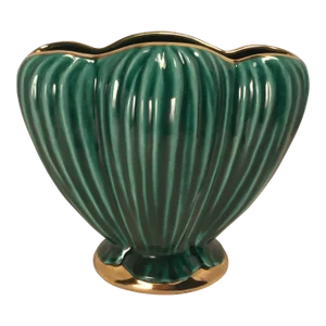 Mid-Century Dick Knox California Green With Applied Gold Ceramic Vase