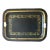 Antique Folk Art Black and Gold Tole Metal Tray For Sale
