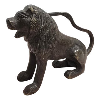 Bronze Seated Lion Sculpture, 19th Century For Sale